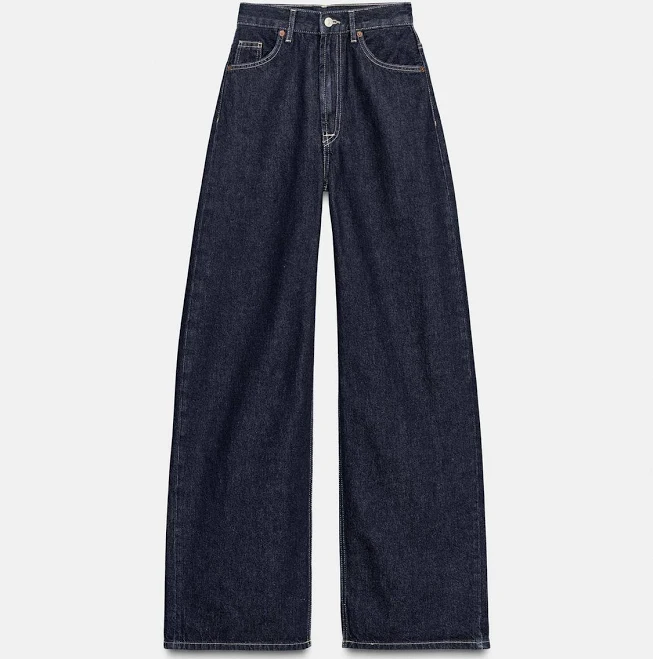 Zara Women's Trf Extra Wide Leg High-Waist Jeans