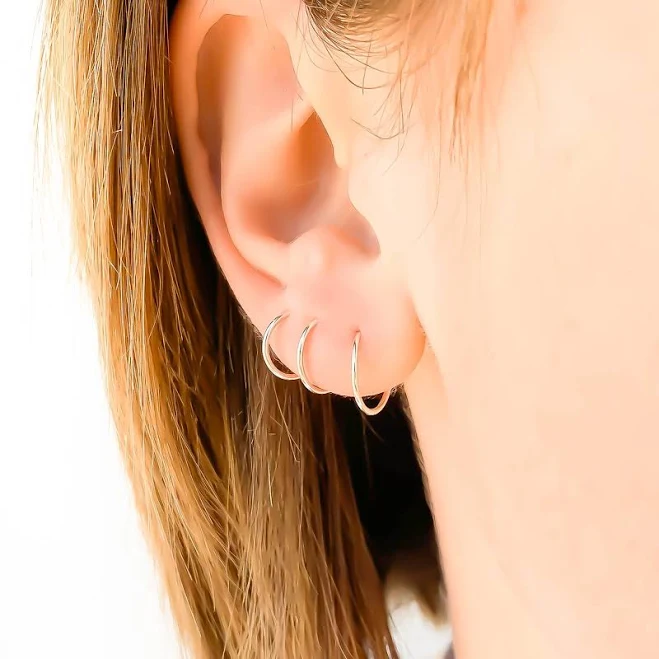 Sterling Silver Tiny Huggie Hoops