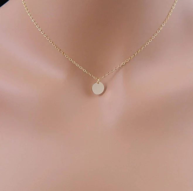 Dainty Gold Disc Charm Necklace