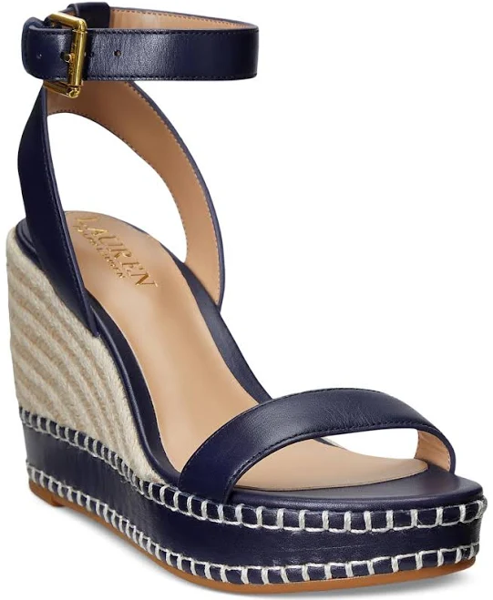 Ralph Lauren Women's Hilarie Ankle-Strap Espadrille Platform Wedge Sandals
