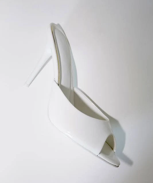 Ford Patent Vegan Leather Open Toe Mules