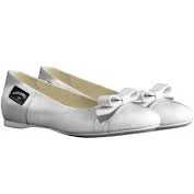 Bow Ballerina Flats, White – Elegant Italian Women’s Flats | Alaila Carroll Style - 9.5 / Leather / Female