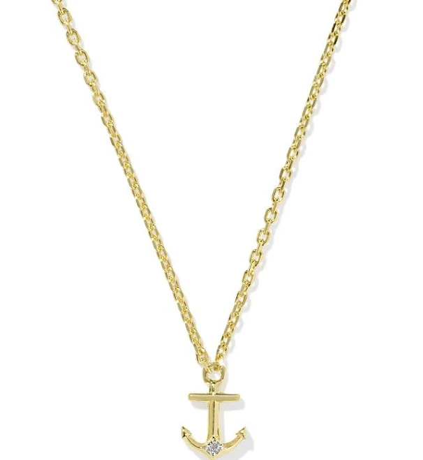 Kendra Scott 18K Gold Vermeil Tiny Anchor Necklace with Topaz