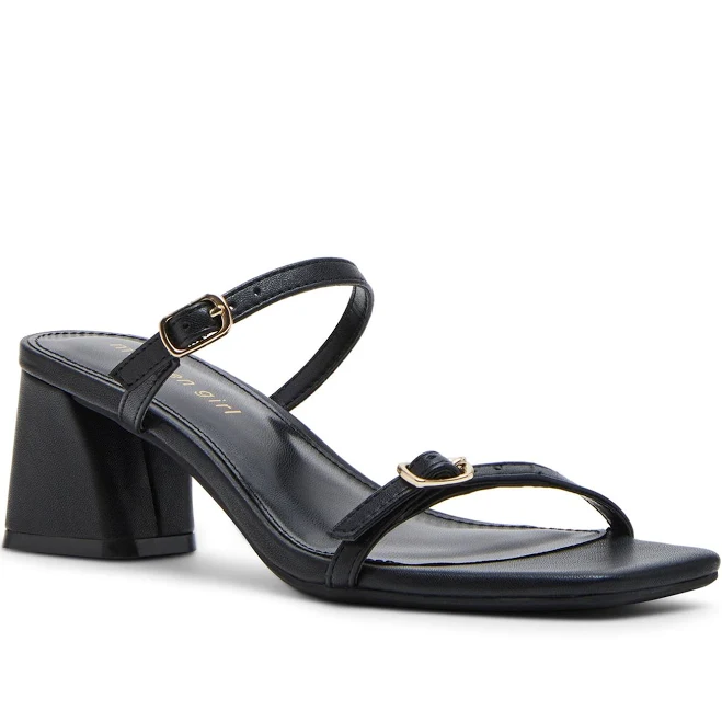 Madden Girl Women's Bettyy Two Strap Block Heel Sandal