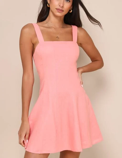 Lulus Sleeveless Linen Mini Dress