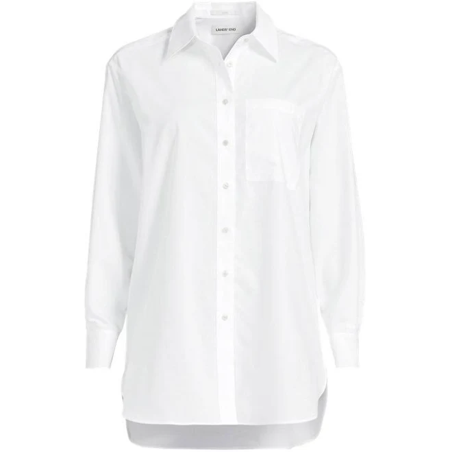 Lands' End Women's Oversized No Iron Tunic with Statement Collar