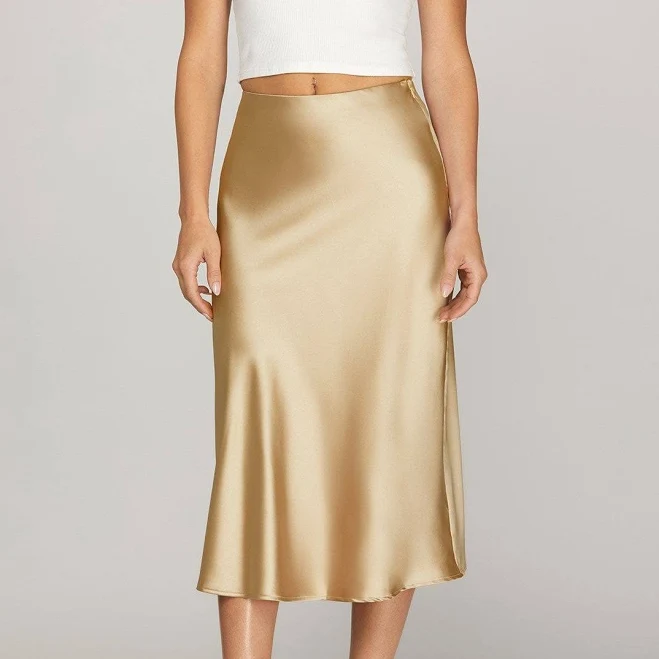Satin Bias Midi Skirt
