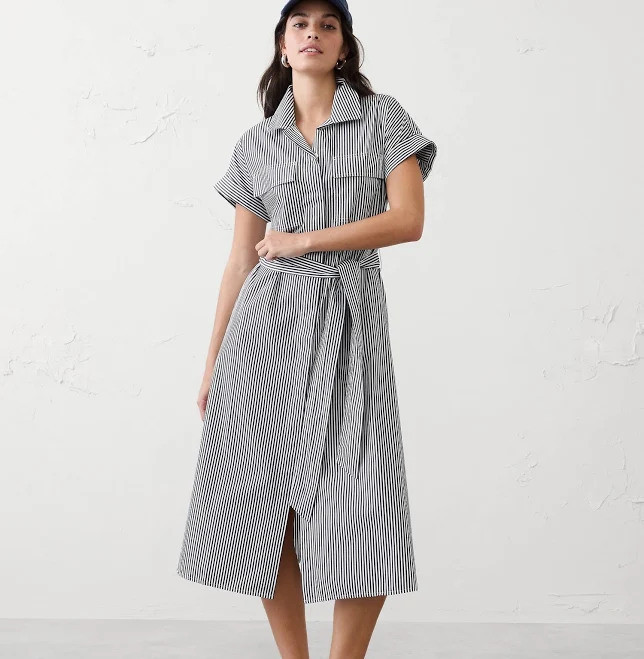 Women's Poplin Utility Midi Shirtdress