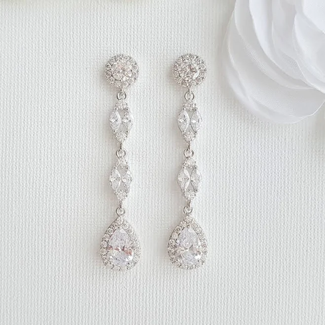 Long Crystal Earrings For Weddings