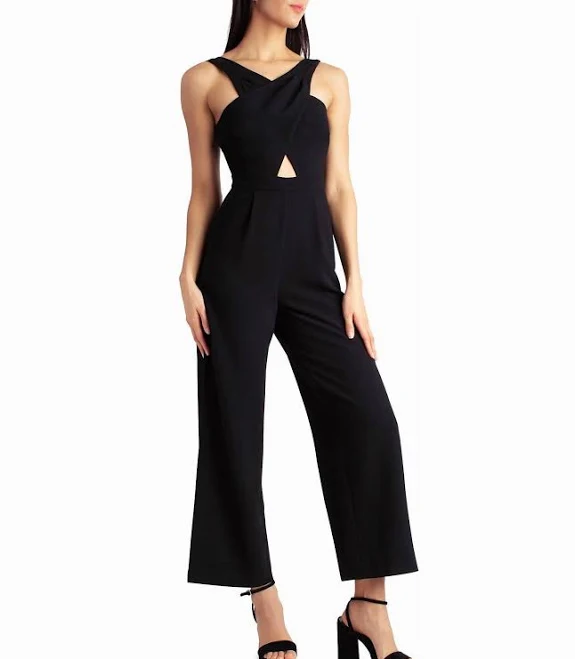 Nicole Miller Women's Charli Stretch Crepe Halter Neck Jumpsuit
