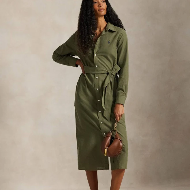 Polo Ralph Lauren Women's Long-Sleeve Belted Shirtdress