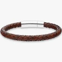 Genuine Italian Braided Brown Leather Bracelet With Stainless Steel Clasp, 6mm