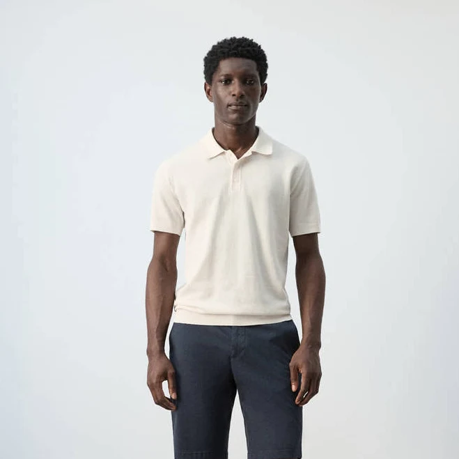 Man Mango Fine-knit polo with microstructure