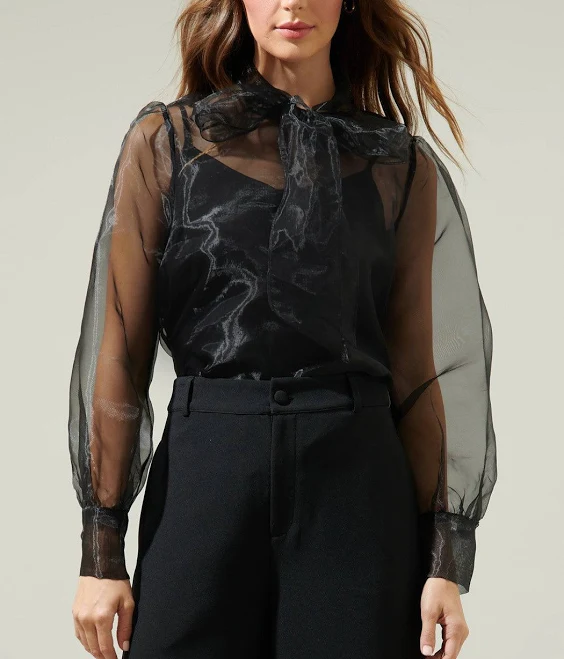 Sugarlips Clayton Organza Puff Long Sleeve Top