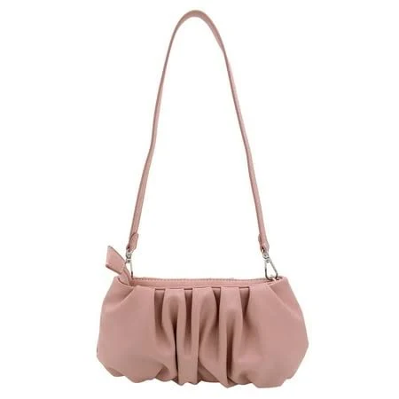 TrendsBlue Elegant Small Soft Ruffled Vegan PU Leather Handbag Shoulder Bag Women's