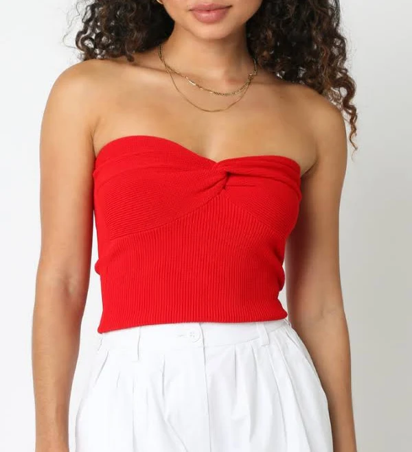 Sweetheart Ribbed Tube Top L / True Red