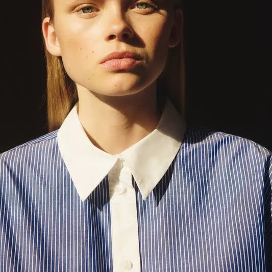 H&M Ladies Oversized Striped Poplin Shirt