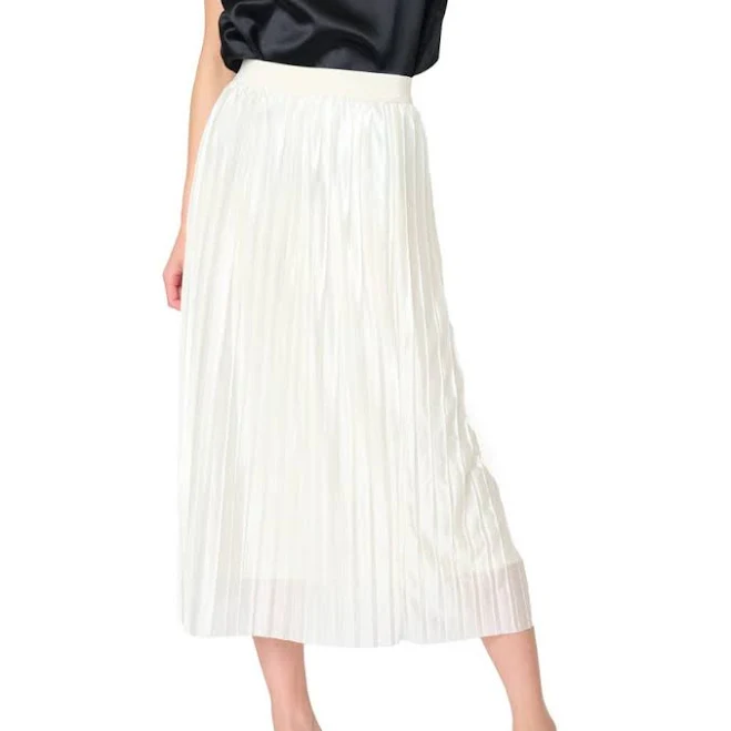 Gibsonlook Women's Erin Shine Pleated Satin Midi A-Line Skirt