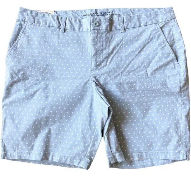 Bermuda Shorts Women Stretch Gap Blue White City 18 Polka Polka Dot Xl