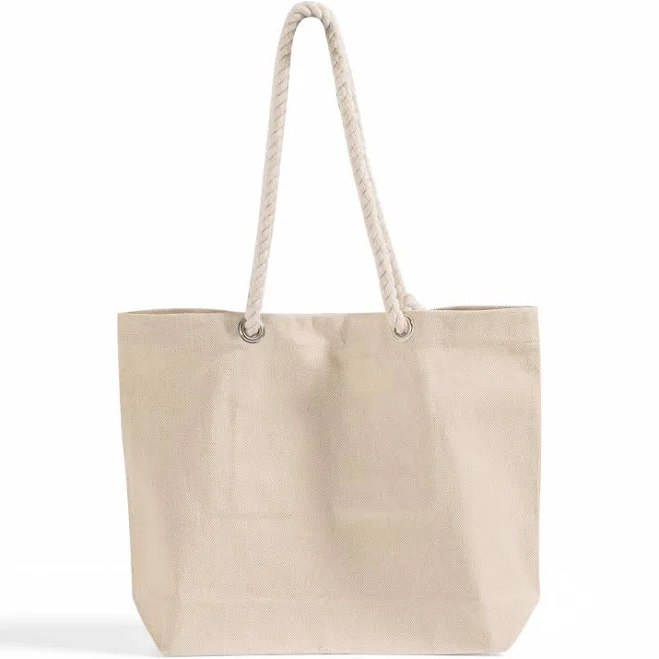 Canvas Beach Tote Bag with Rope Handles