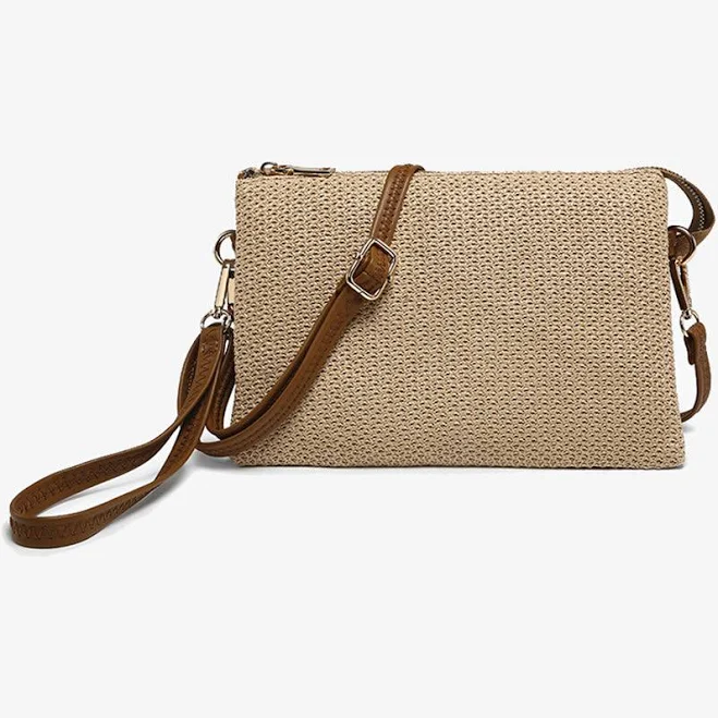 Izzy Vegan Straw Woven Crossbody with Guitar Strap