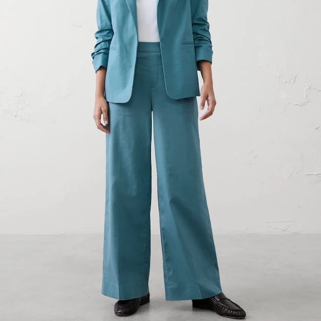 Bahama Bay Women's Wide-Leg High-Rise Linen-Blend Pants