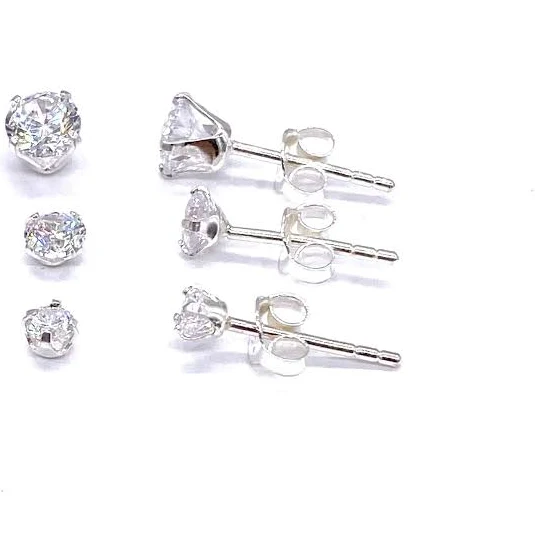 Sterling Silver Crystal Stud Earrings