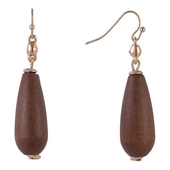 Emberly Wood Bead Drop Earrings