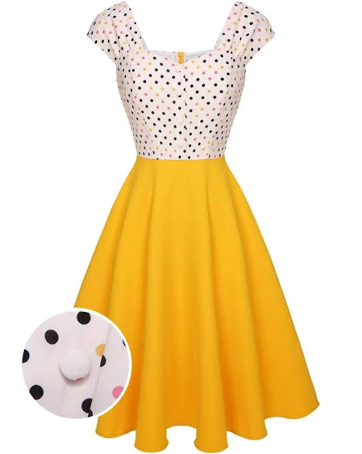 1950s Polka Dot Button Dress