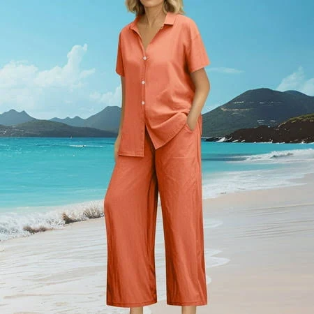 Women's Casual Linen 2 Piece Set