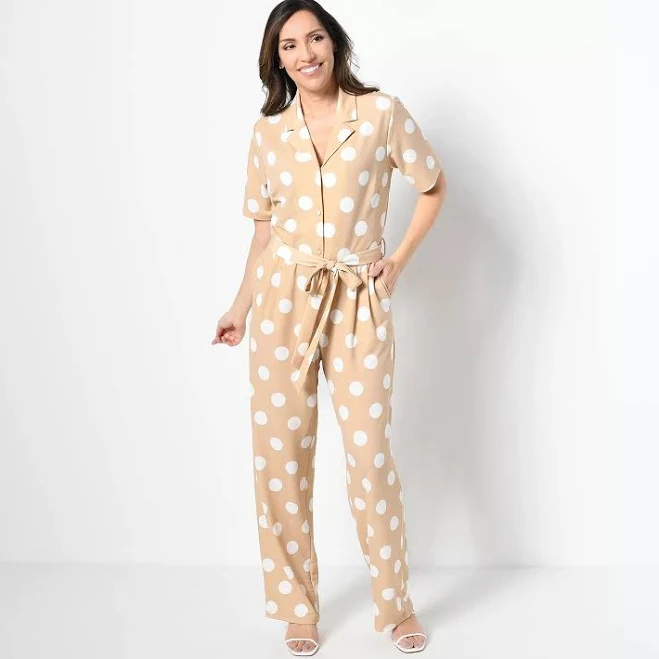 Studio Park x Leah Williams Polka Dot Jumpsuit Khaki M