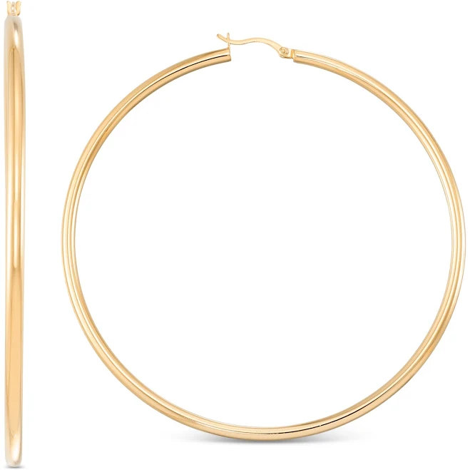 Macy's Women's 14k Gold-Plated Sterling Silver Polished Tube Hoop