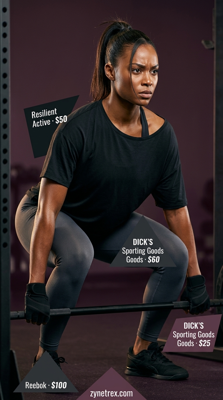 Charcoal grey leggings and deep plum t-shirt for summer activewear for women 2026 weightlifting.