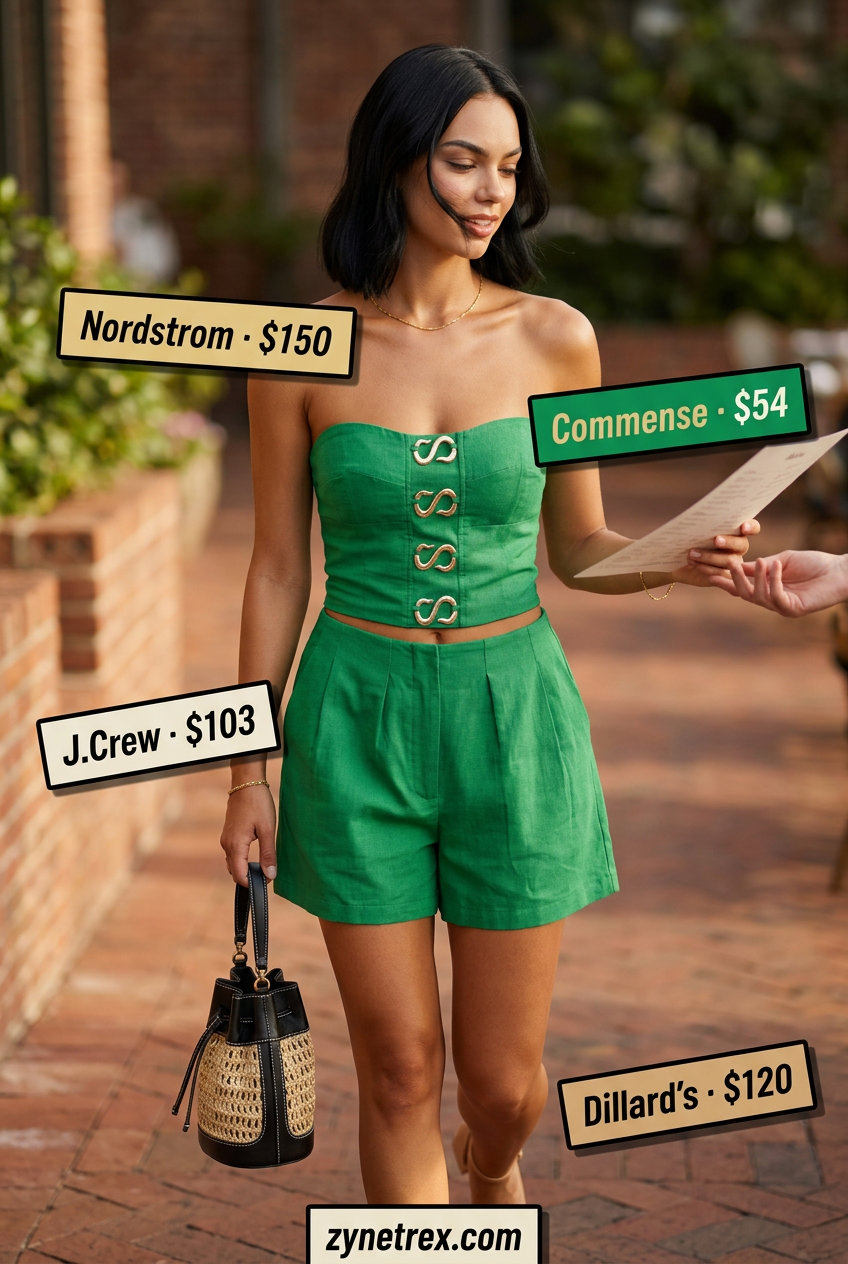 Olive green linen co-ord set for a summer birthday brunch outfit for women 2026. Chic and modern.