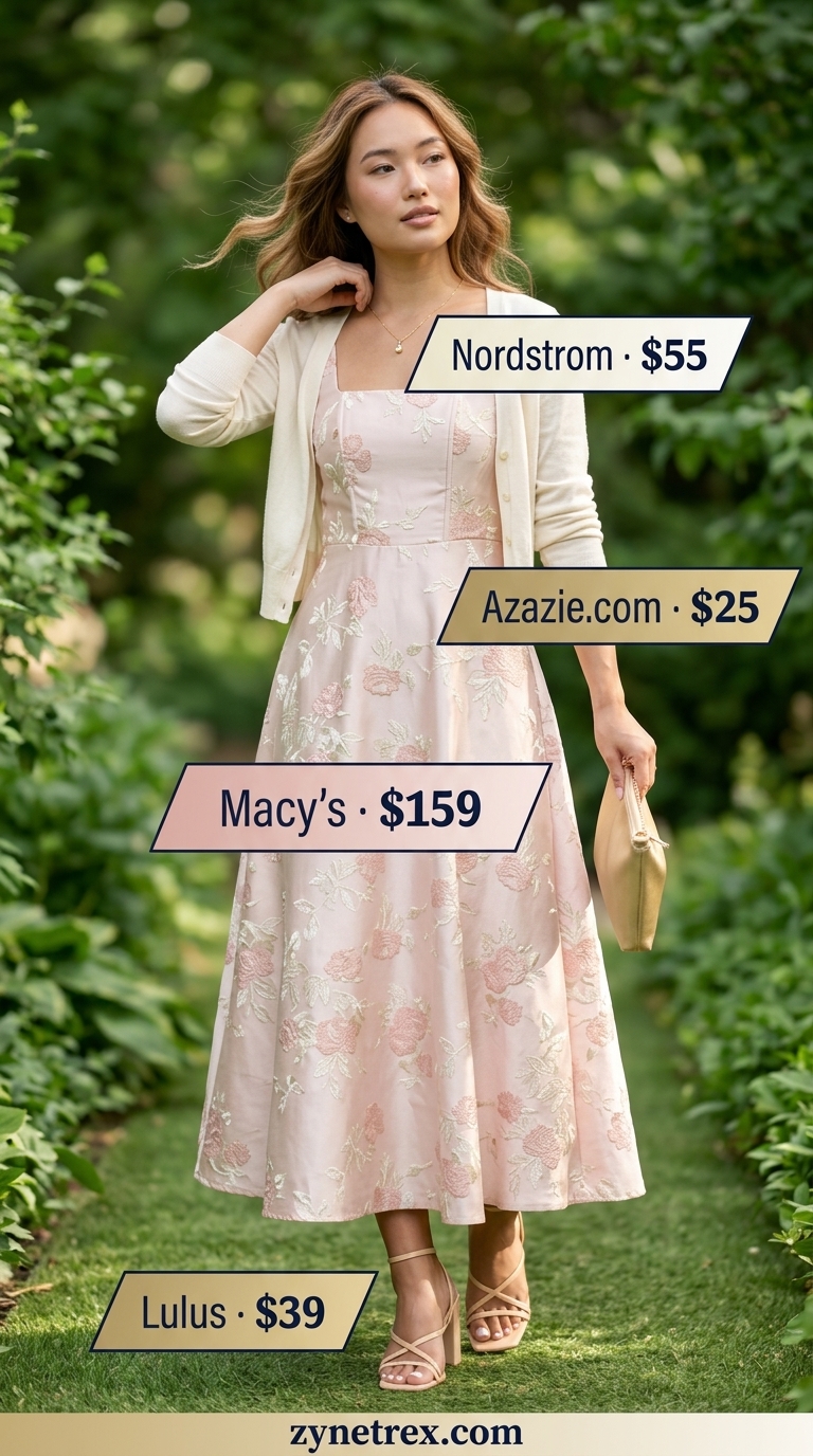 Summer Cardigan Over Sundress Outfits 2026: Garden Party Blush pink sundress with ivory cardigan for summer outfits women 2026. Garden party chic.