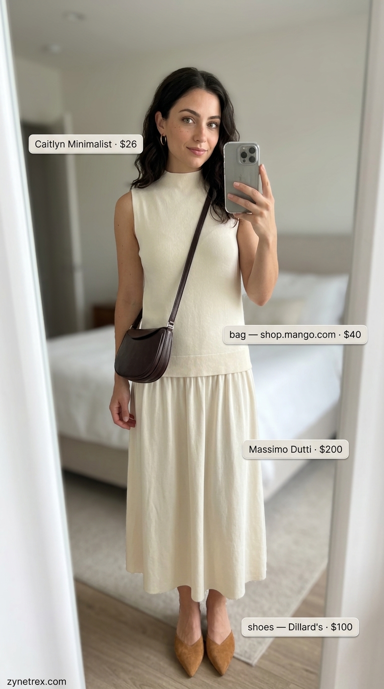 Cream knit midi dress for a sophisticated summer soiree. Summer cotton dresses 2026.
