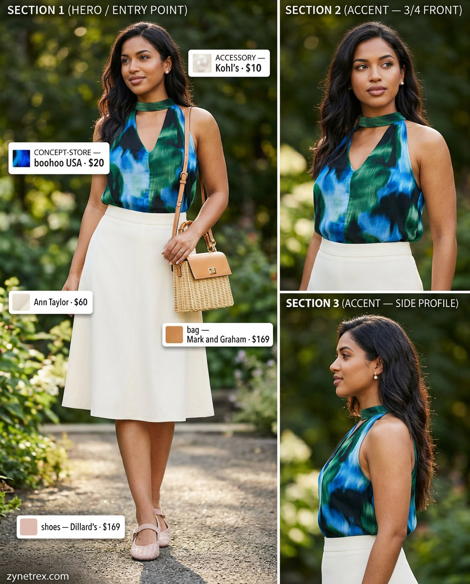 Pastel floral halter neck blouse for summer garden party outfits for women 2026. Romantic & charming.