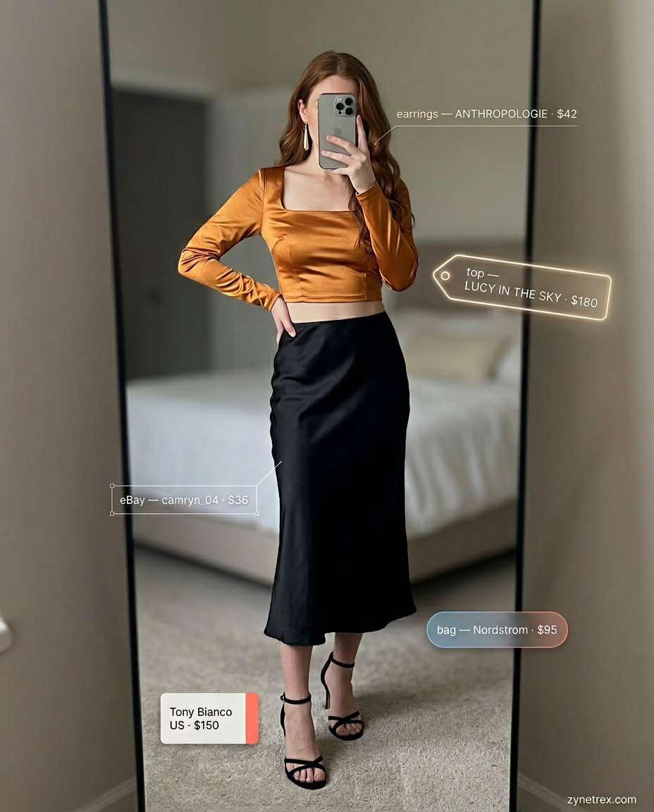 Amber satin square neck top with black satin midi skirt for summer Square Neck outfits for women 2026 date night.