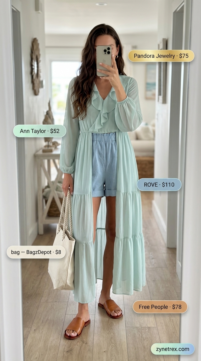 Tall women summer maxi outfits 2026: Sky blue linen set, slides, canvas tote for beach town exploration.