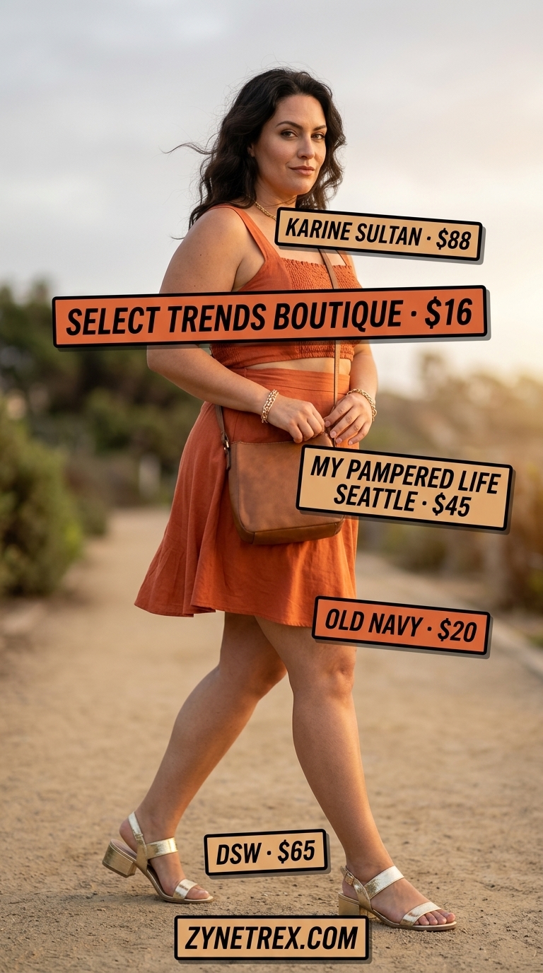 Trendy midsize outfits summer for women 2026: Terracotta linen set for a sophisticated dinner or vacation evening.