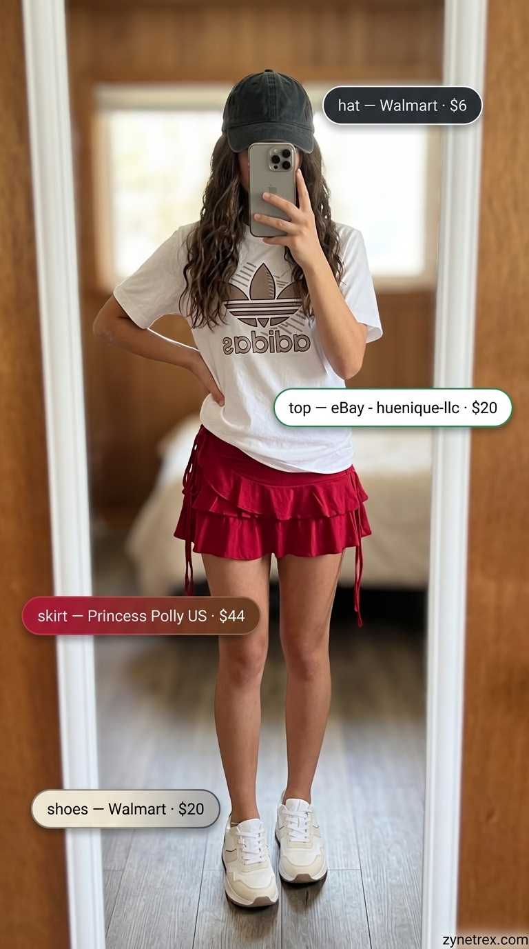 Y2K Mini Skirt Summer Outfits 2026: Cozy Cargo Comfort Y2K mini skirt summer outfits 2026: Khaki mini skirt, graphic tee, and chunky sneakers for casual comfort.