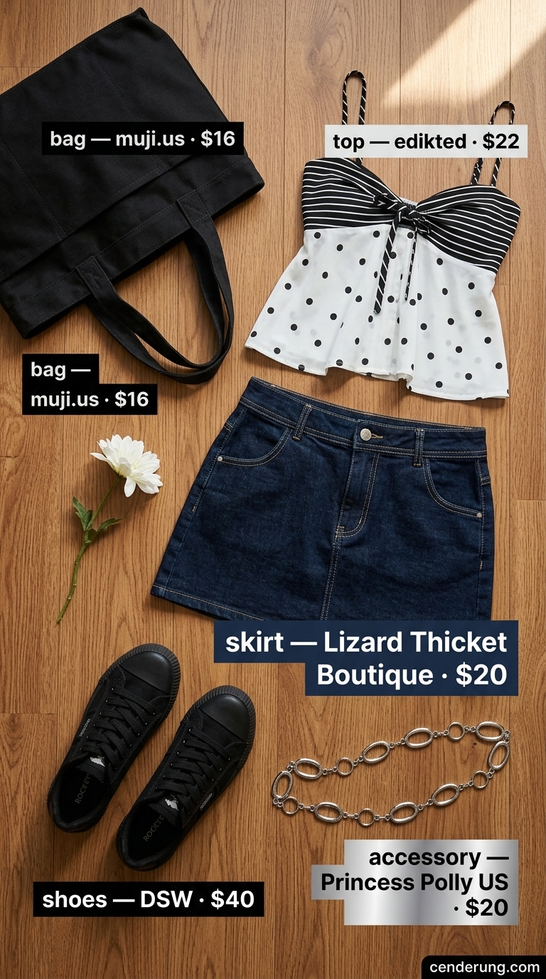 Y2K Mini Skirt Summer Outfits 2026: Grunge Revival Y2K mini skirt summer outfits 2026: Distressed denim skirt, oversized band tee, and combat boots for grunge.