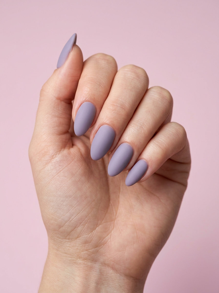Almond Summer Nails 2026: Lavender Matte Elegance Lavender Matte Almond nails for fair skin, ideal for formal events, date nights, and sophisticated everyday looks in 2026.