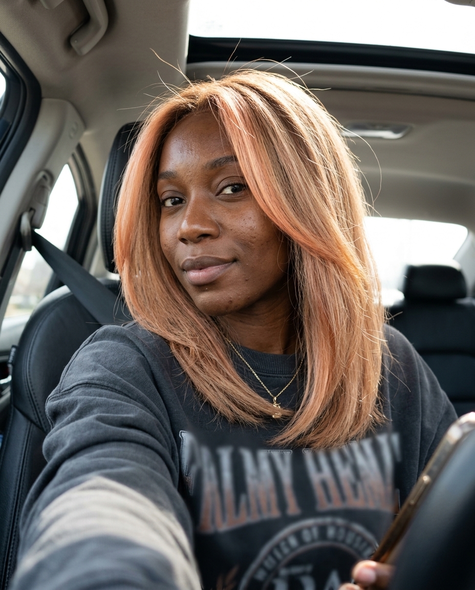 Apricot Haze Strawberry Blonde Balayage 2026 long strawberry blonde balayage with apricot haze, soft diffused technique for beach day