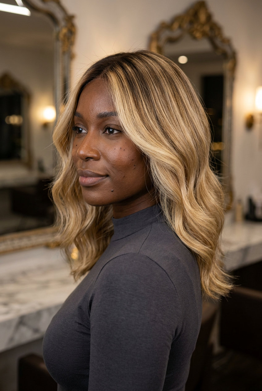 Buttercream Blonde Balayage 2026: Romantic & Sun-Kissed long buttercream blonde balayage with face-framing pieces and wavy texture for summer