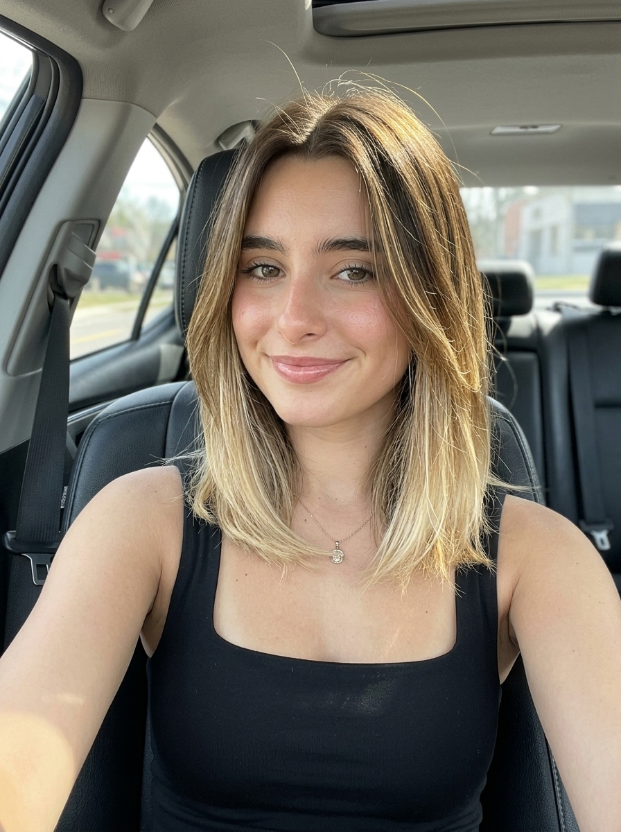 long champagne blonde dip-dye on deep brunette with abrupt color transition for music festival