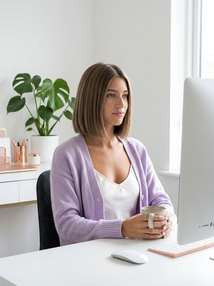 Chic Beige Bob Haircut 2026 chin-length cool beige bob with blunt ends and mocha babylights for summer 2026