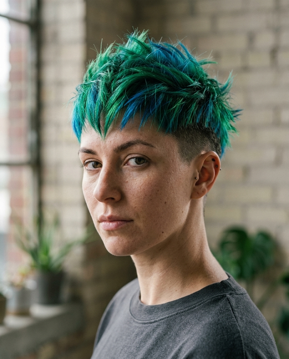 Electric Blue Italian Bob 2026 short italian bob haircut with electric blue & sapphire root shadow, razored texture, micro-fringe — edgy festival style