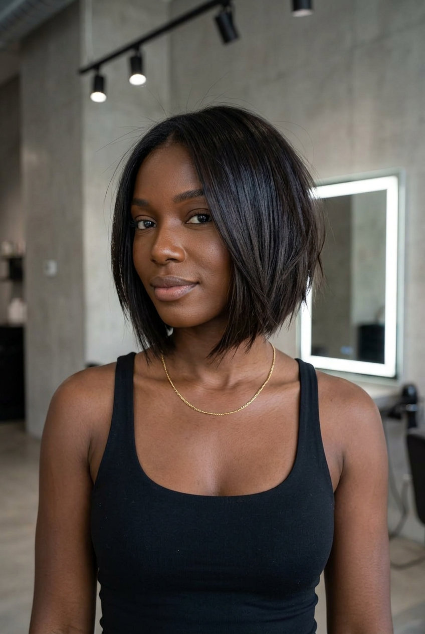 Espresso Roast Razor Bob 2026 short italian bob haircut with deep espresso, razor cut textured ends for edgy bold
