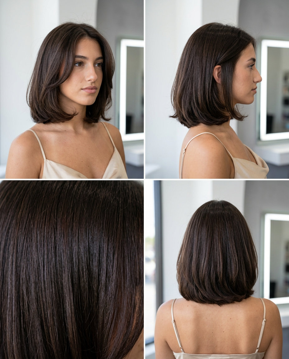 Deep Brunette Curly Bob 2026 short italian bob haircut with espresso brunette, point cut textured curls for playful vibrant
